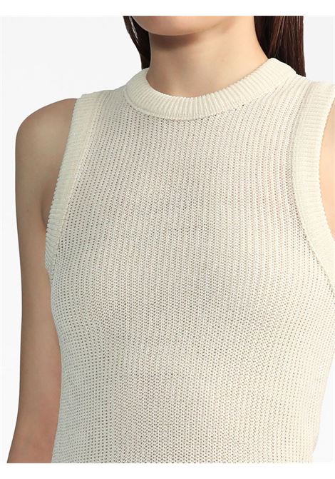 Cream crew-neck sleeveless knitted top - women LOW CLASSIC | LOW23UMKN030CR